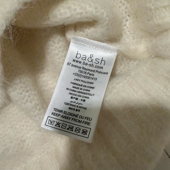 BA&SH Troca Alpaca Wool Blend Sweater off-the-shoulder fuzzy sweater size 3/L - Picture 6 of 11